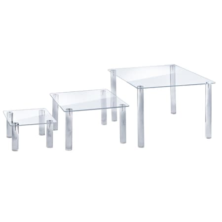 Azar Displays 3-Piece Clear Acrylic Square Riser Set 515306